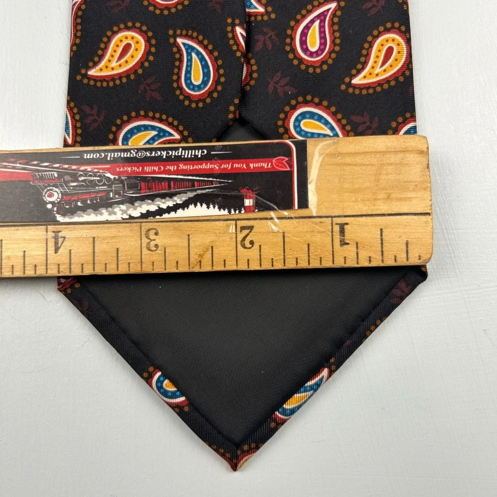 Vera Bradley for Baekgaard Mens Silk‎ Paisley Necktie Black Blue Yellow Burgundy